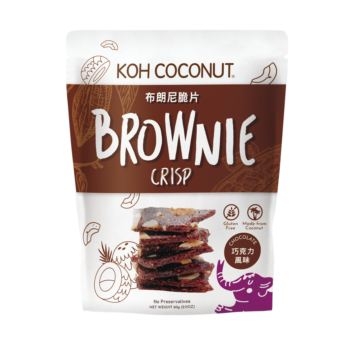 (天母)【酷椰嶼】巧克力風味布朗尼脆片_60g