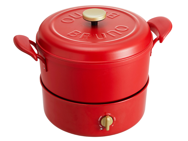 嘉儀 BRUNO復古多功能美食鍋BOE065 蘋果紅/杏仁白