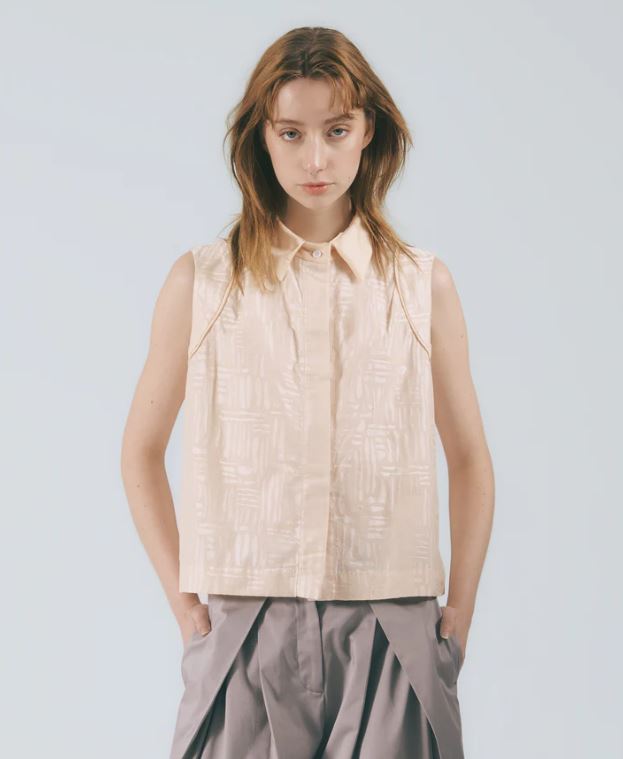 UUIN-無袖襯衫領背心 (復古黃)