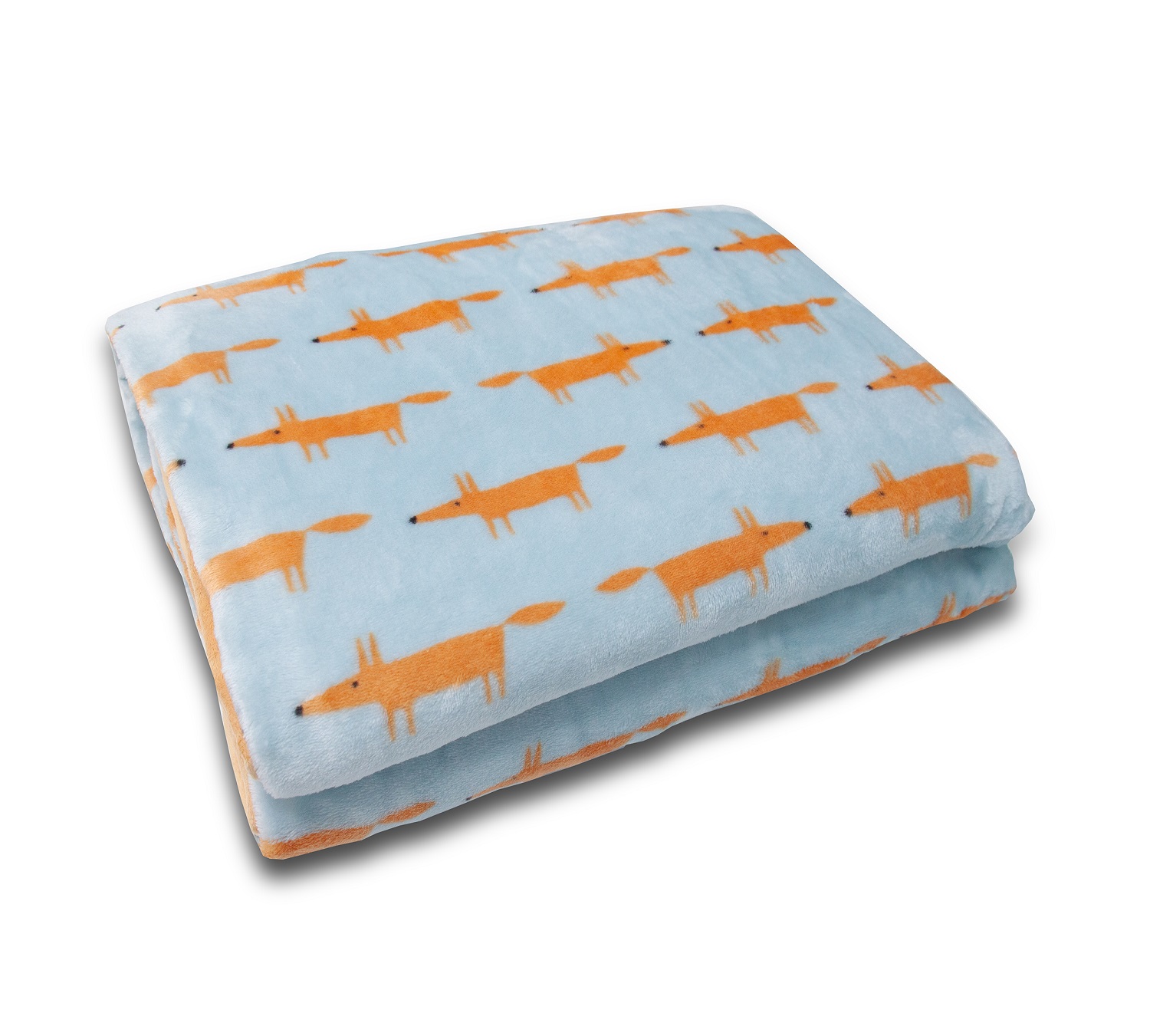 狐狸 法蘭絨舒柔毯- Mr. Fox藍桔 (單層)