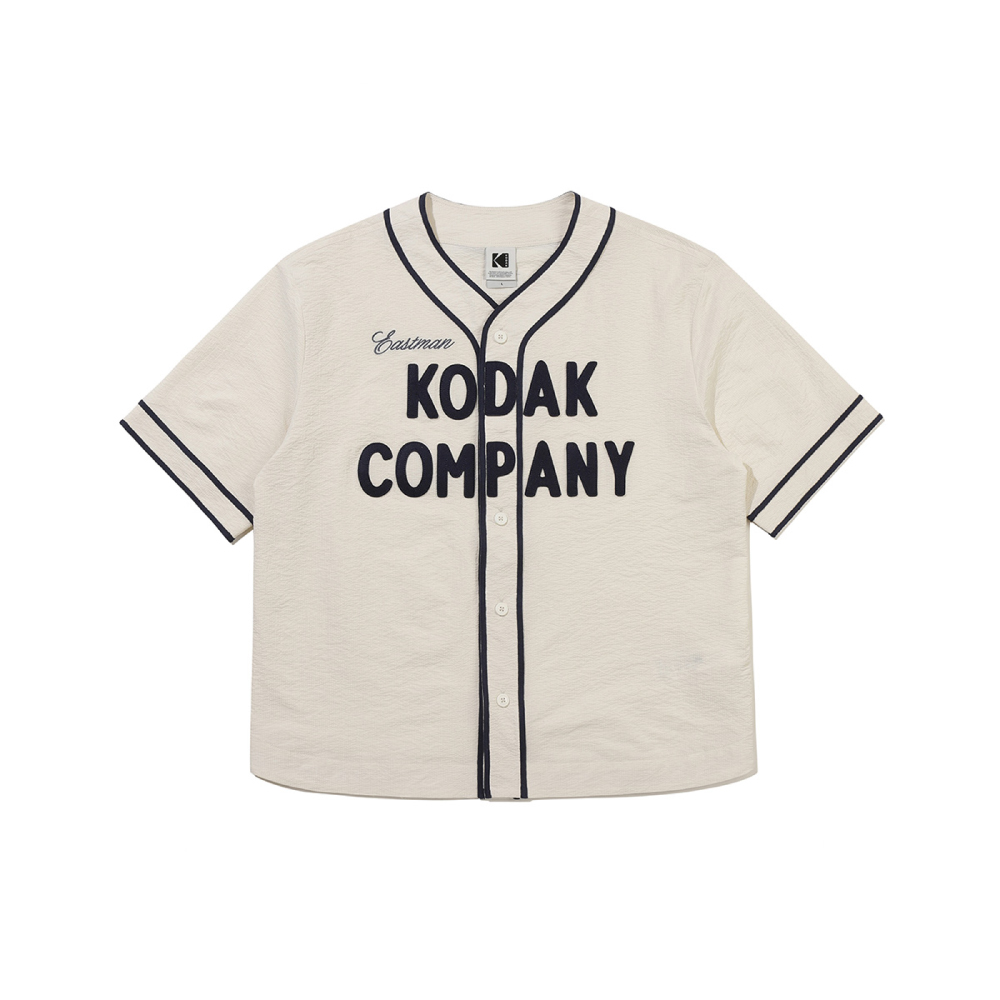 KODAK Apparel 男女同款 寬鬆版型 短袖棒球外套 象牙白
