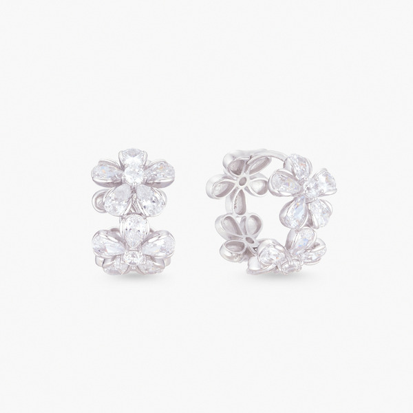 LUCIANO MILANO-柔花映光 純銀耳環(白K色)