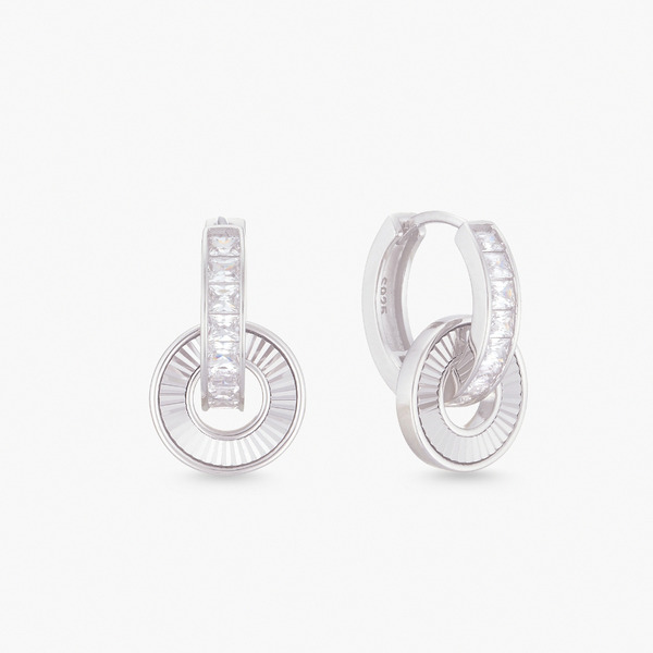 LUCIANO MILANO-恆光雙環 純銀耳環(白K色)