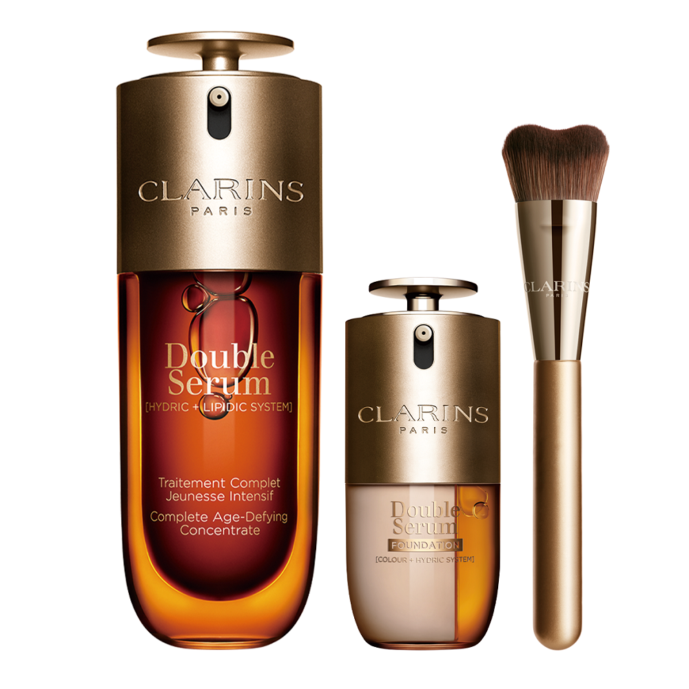 (媽咪享要美麗)CLARINS-黃金雙萃底妝拉提刷組