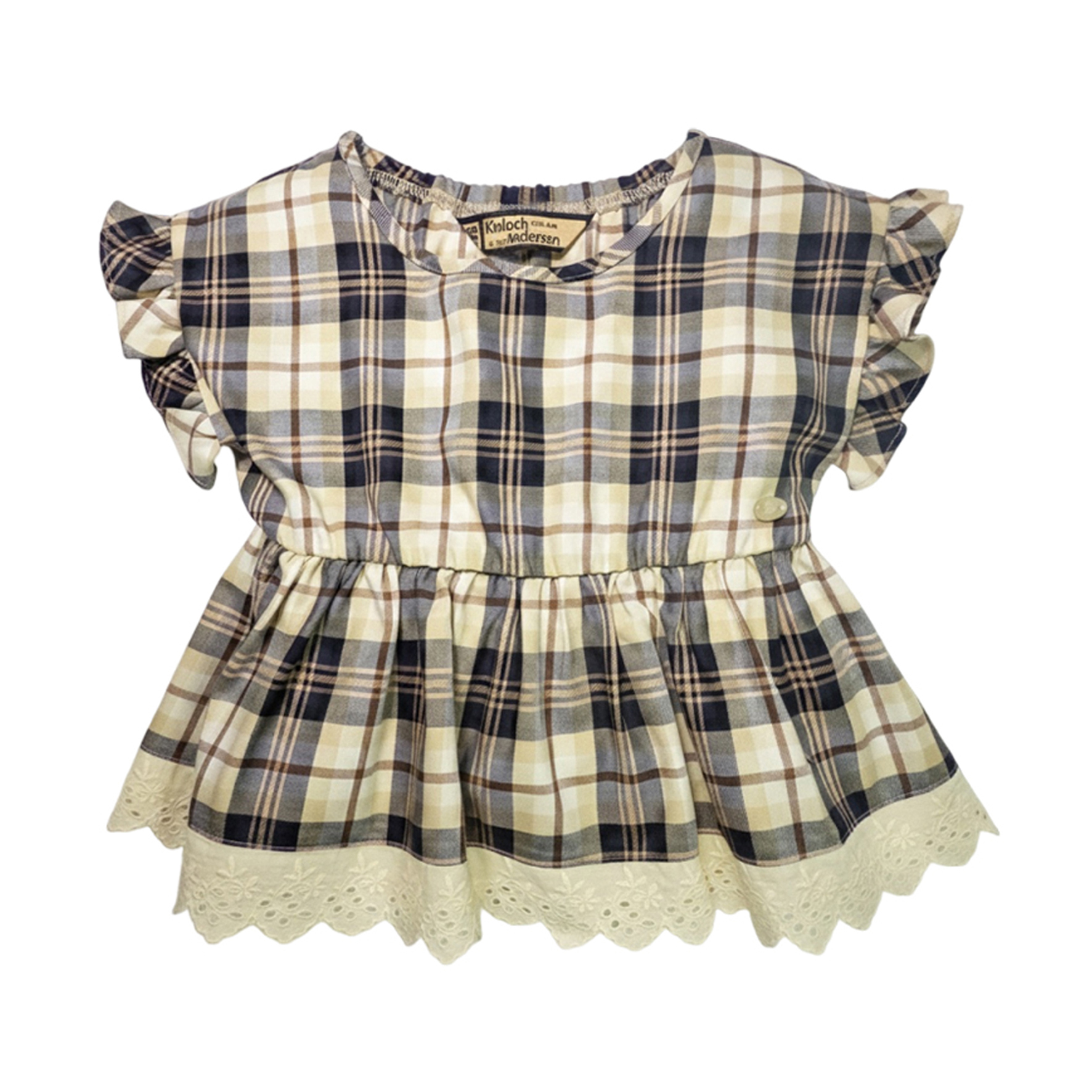 (台中)甜美格紋小飛袖上衣