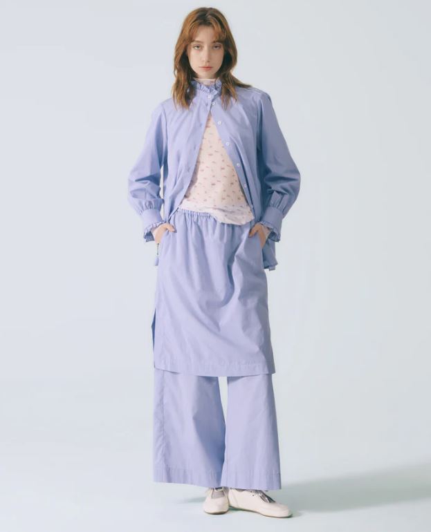 UUIN-細褶荷葉領條紋襯衫