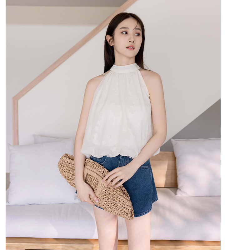 HOME SHOP【初夏新品】HS 立體花花削肩洋裝 杏色