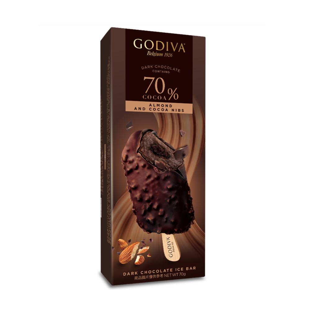 GODIVA70%黑巧克力熟可可杏仁脆粒雪糕70g