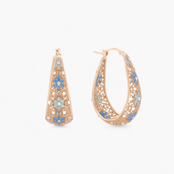 LUCIANO MILANO-藍曜鏤光 純銀耳環(金色)