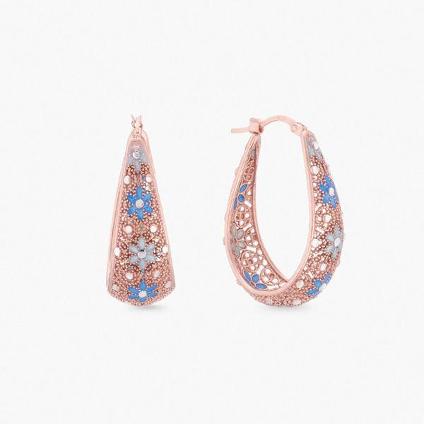 LUCIANO MILANO-藍曜鏤光 純銀耳環(玫瑰金色)