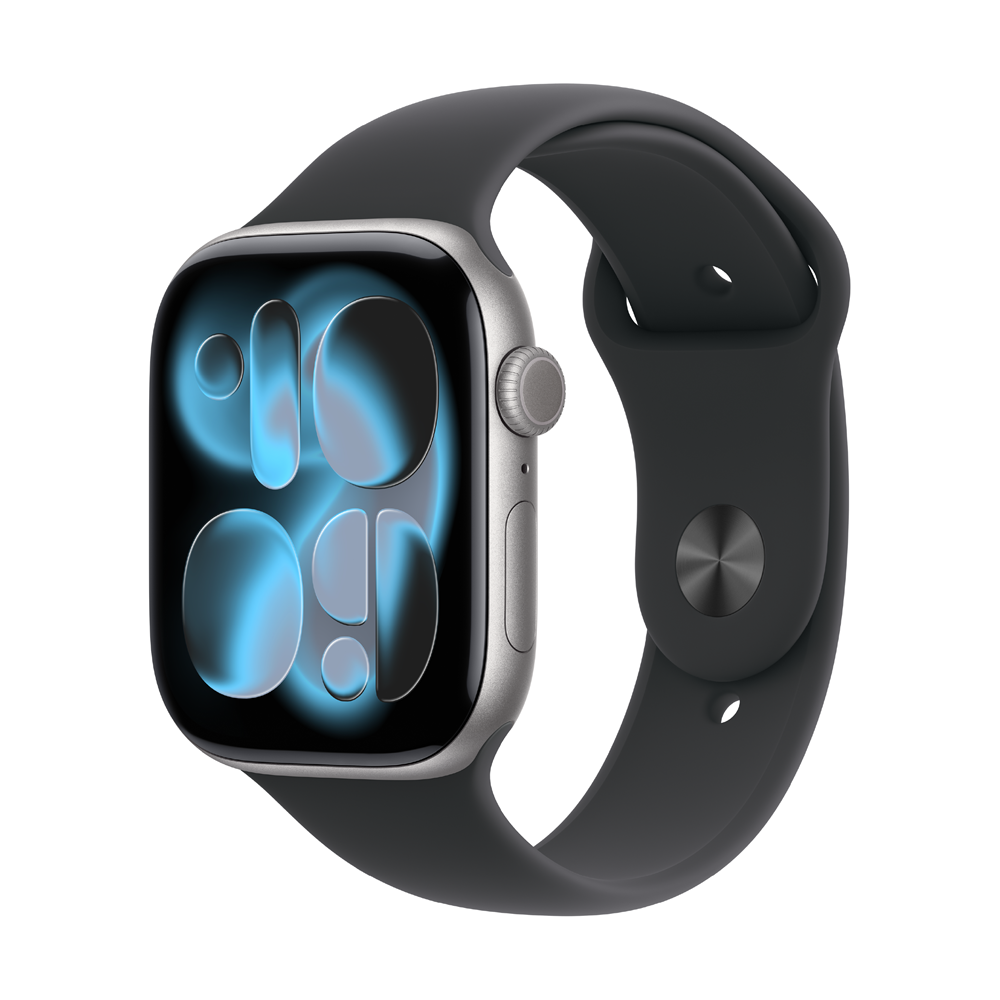 Apple Watch S11 42mm 太空灰鋁金配黑運動錶帶S/M +殼+頭