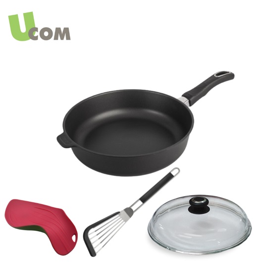 (南西)【媽咪享點生活】UCOM 丹麥黑魔法晶鑽單柄不沾鍋28cm(含玻璃蓋)