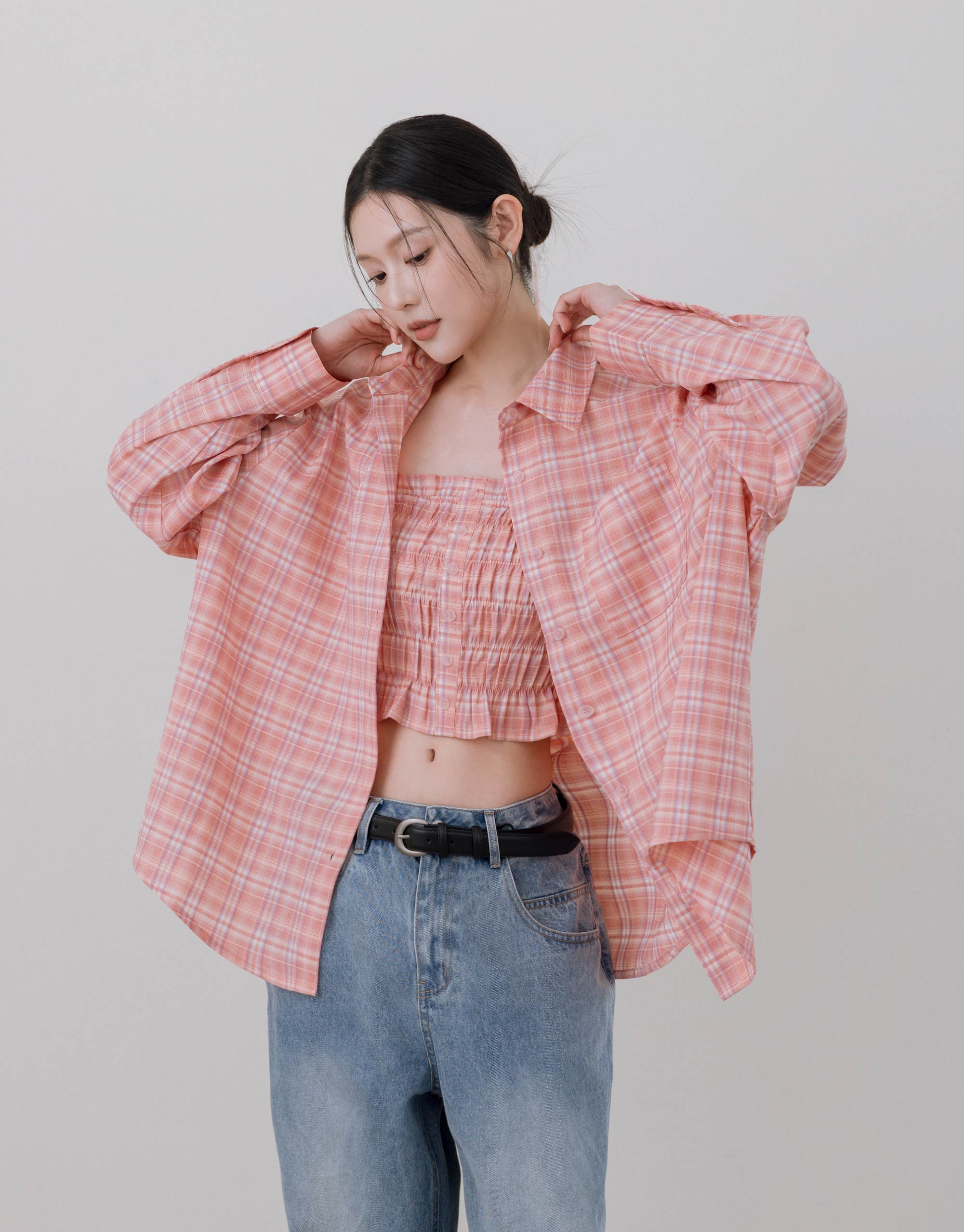 【小北門潮流重開機】LOVFEE 寬鬆格紋襯衫